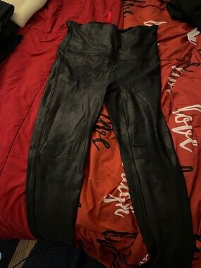 SPANX Black Faux-Leather High-Waist Leggings